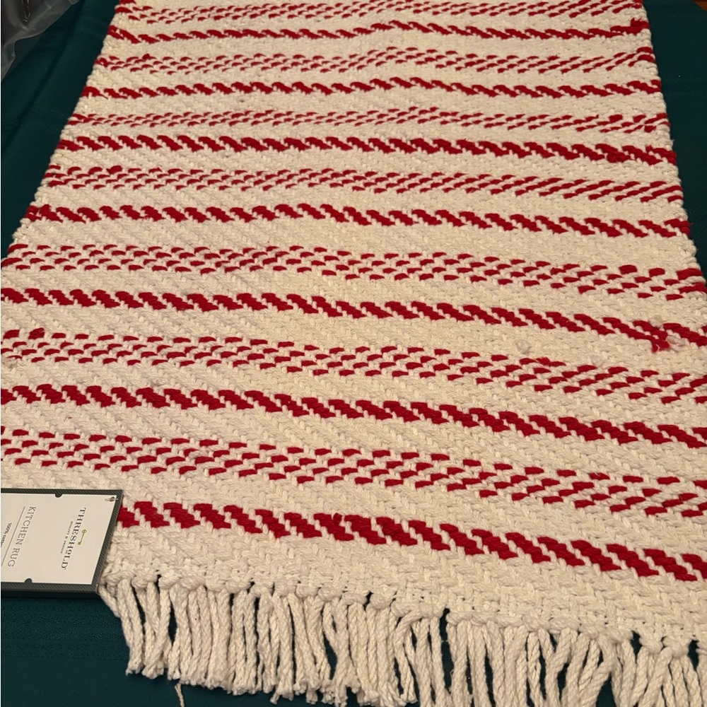 Threshold Red and White Kitchen Rug